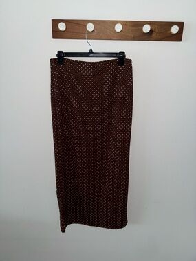 See You Monday Brown Polka Dot Maxi Skirt